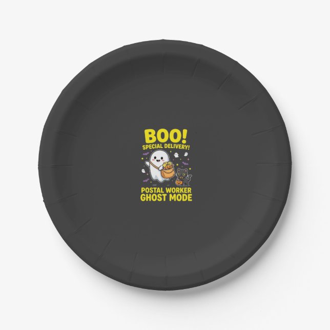Postangestellter Geist Modus Halloween Design_1 Pappteller (Vorderseite)