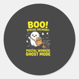 Postangestellter Geist Modus Halloween Design_1 Runder Aufkleber