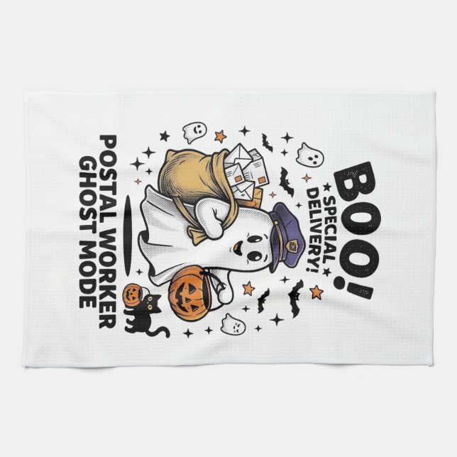 Postangestellter Geist Modus Halloween Lieferung D Geschirrtuch (Horizontal)