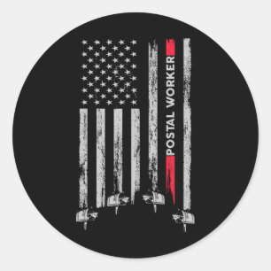 Postangestellter Vintage USA Amerikanische Flagge  Runder Aufkleber