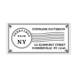 Postanschrift Briefmarke Grüße von Ihrer Rücksende Gummistempel