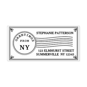 Postanschrift Briefmarke Grüße von Ihrer Rücksende Gummistempel