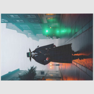 Postapokalyptische Pestärztin mit Nebel Seidenpapier