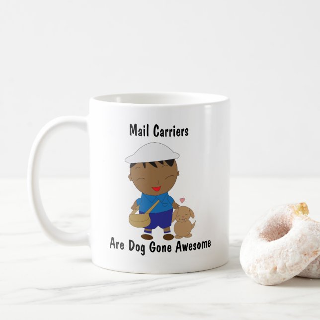 Postarbeiter Black Mail Carrier Hund personalisier Kaffeetasse (Mit Donut)