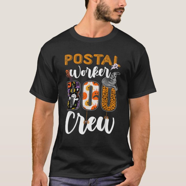 Postarbeiter Boo Crew Funny Halloween Techniker T-Shirt (Vorderseite)