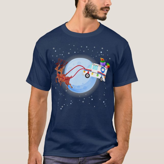 Postarbeiter Christmas Mail Truck Funny Mailman T-Shirt (Vorderseite)