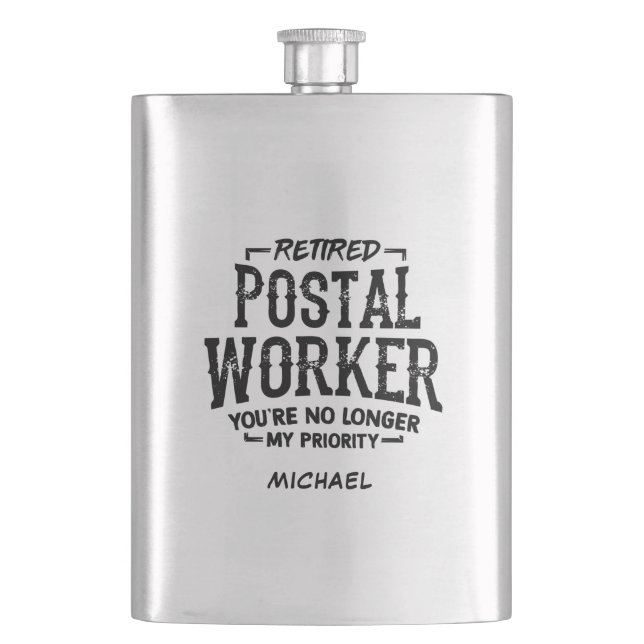 Postarbeiter Mailman Custom Retirement Flachmann (Vorderseite)