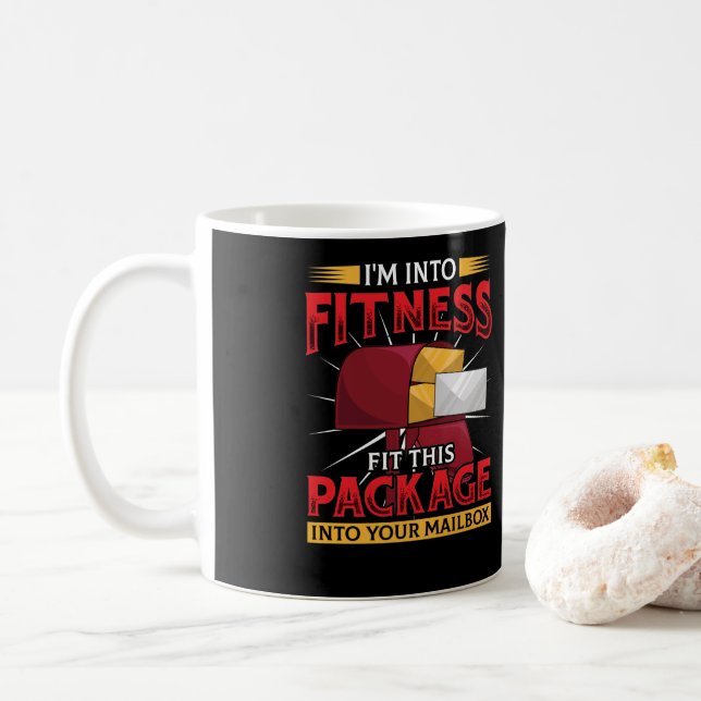 Postarbeiter Mailman IM In Fitness Mailbox Kaffeetasse (Mit Donut)