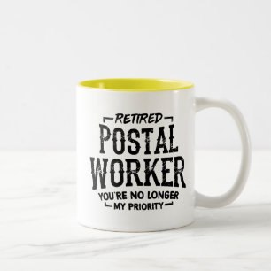 Postbeamter Ruhestand Andenken Briefträger Lustig Zweifarbige Tasse