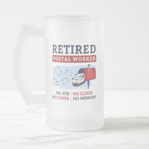 Postbeamter Ruhestand Rentner lustiger Gag Mattglas Bierglas