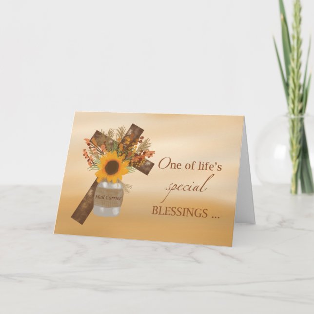 Postbeförderer Kreuzsegnung bei Erntedank Vase Karte (Vorderseite)