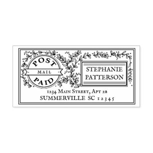 Postbestellte Flora und Rücksendeadresse Gummistempel