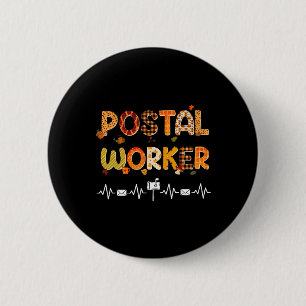 Postbote Herbst Post Umschlag Herzschlag Briefträg Button