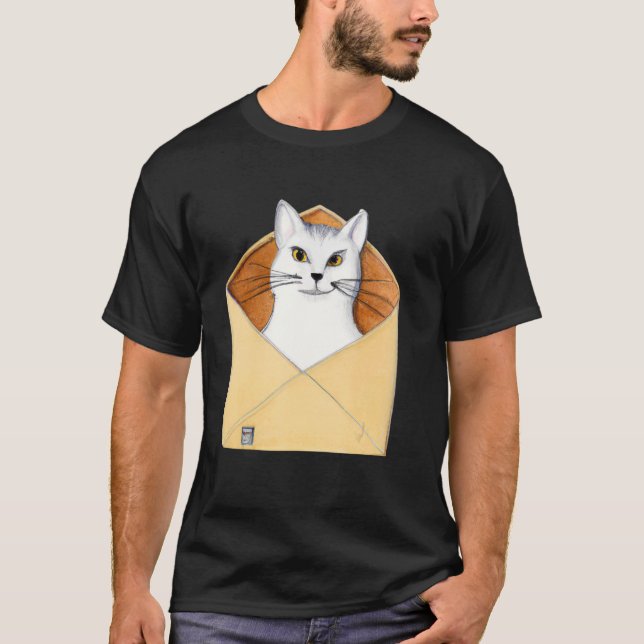 Postbote Kätzchen Briefträger Katze T-Shirt (Vorderseite)