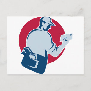 Postbote schicken Postumschlag zurück Postkarte