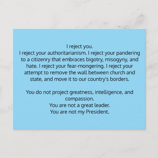 Postcard an Präsident Trump Postkarte (Vorderseite)