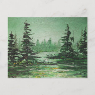 Postcard Ann Hayes Painting Green Forest Postkarte