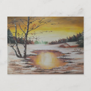 Postcard Ann Hayes Painting Winter Scene Postkarte