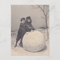 POSTCARD ANTIQUE REINTRODUKTION Snow Daze Play