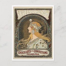 Postcard - Art Nouveau Chocolates + Confections Feiertagspostkarte