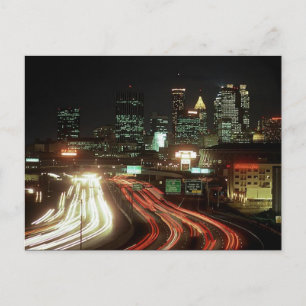 Postcard Atlanta Night Fulton St Central Ave Dome Postkarte