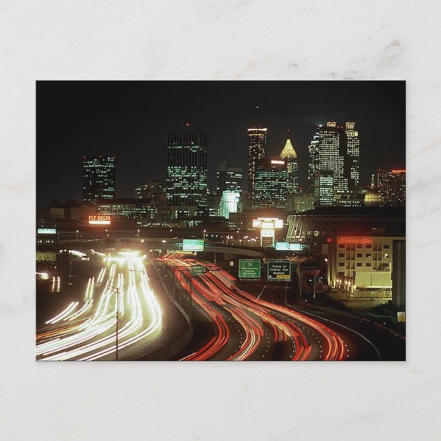 Postcard Atlanta Night Fulton St Central Ave Dome Postkarte (Vorderseite)