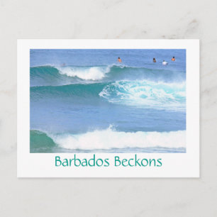 Postcard/BARBADOS BECKONS/ EINIGE WELLEN IN Postkarte