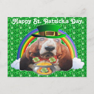 Postcard Basset Hound Happy St. Patrick's Day Postkarte