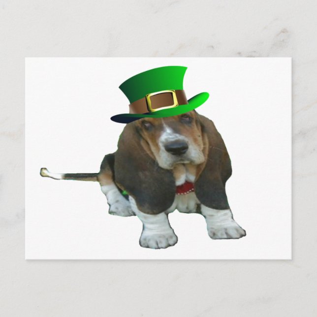 Postcard Basset Hound Happy StPatrick's Day Postkarte (Vorderseite)