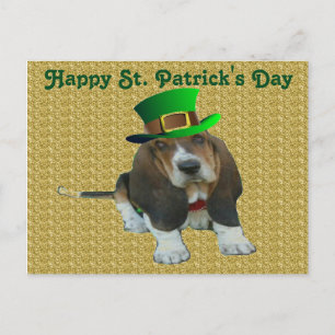 Postcard Basset Hound Happy StPatrick's Day Postkarte