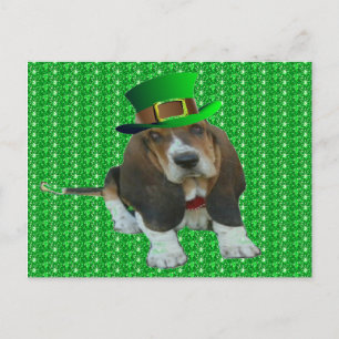 Postcard Basset Hound Happy StPatrick's Day Postkarte