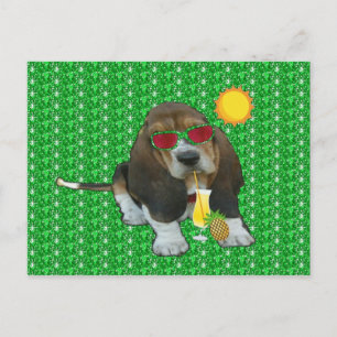 Postcard Basset Hound Sheldon Sommerzeit Postkarte