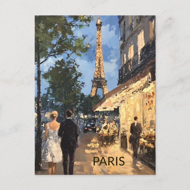 POSTCARD Beautiful Watercolor of Paris Travel Postkarte (Vorderseite)