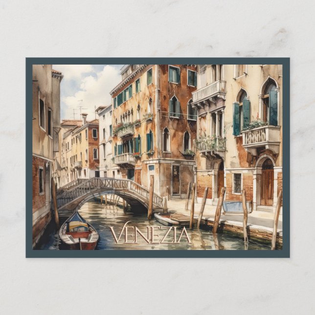POSTCARD Beautiful Watercolor of Venice Travel Postkarte (Vorderseite)