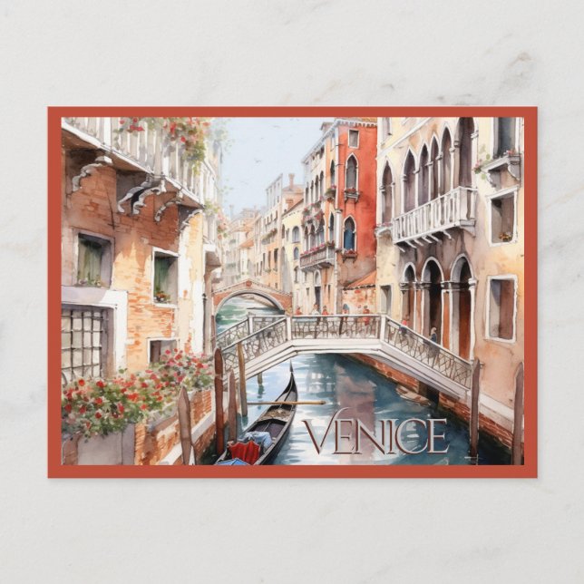 POSTCARD Beautiful Watercolor of Venice Travel Postkarte (Vorderseite)