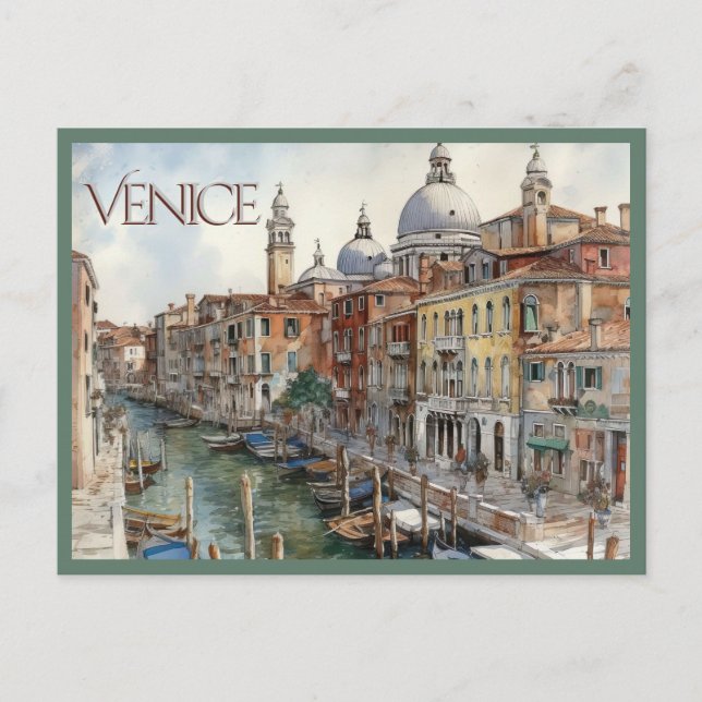 POSTCARD Beautiful Watercolor of Venice Travel Postkarte (Vorderseite)