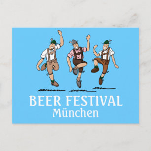 Postcard BEER FESTIVAL München Tanz Lederhosen Postkarte