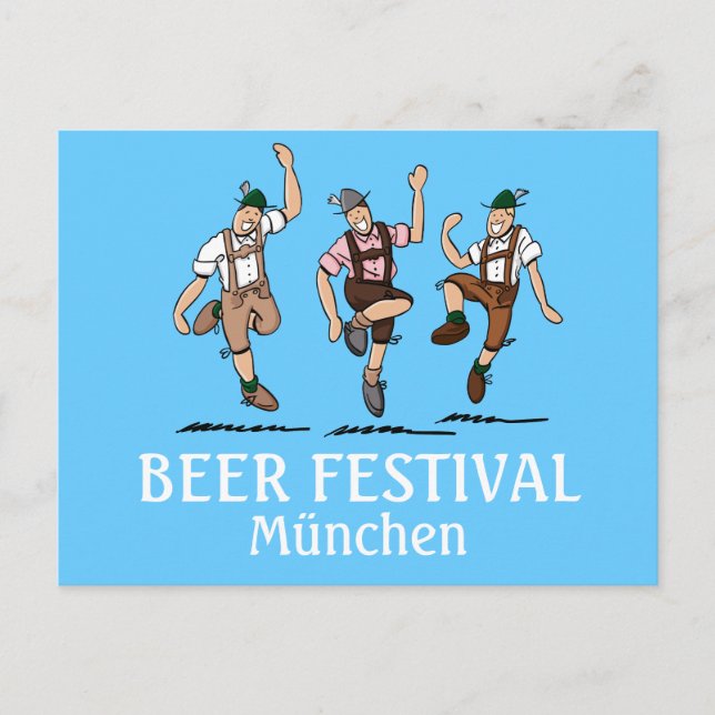 Postcard BEER FESTIVAL München Tanz Lederhosen Postkarte (Vorderseite)