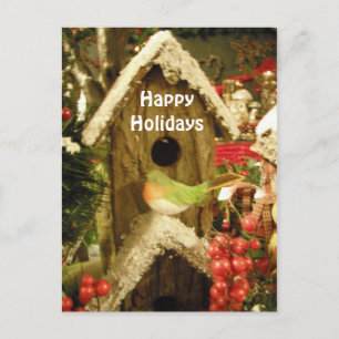 Postcard Bird & Bird House Feiertagspostkarte