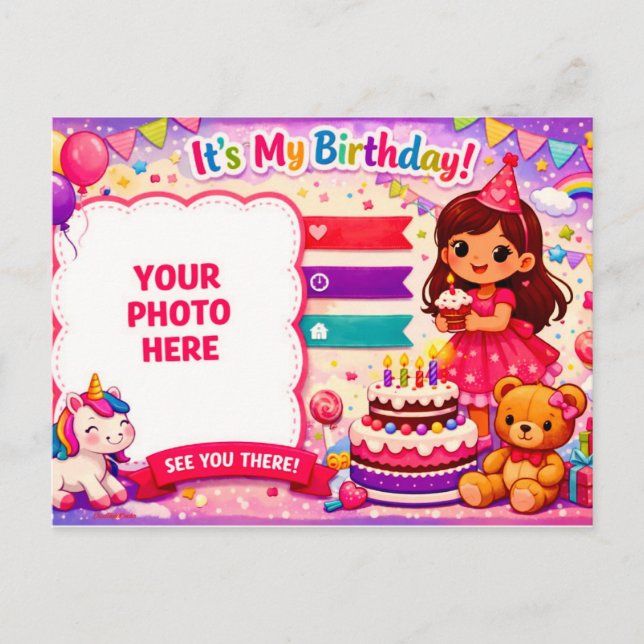 Postcard Birthday Invitation Feiertagspostkarte (Vorderseite)