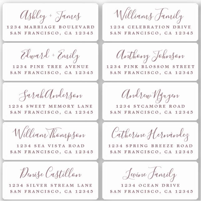 Postcard Blue Calligraphy Guest Address Labels (Vorderseite)