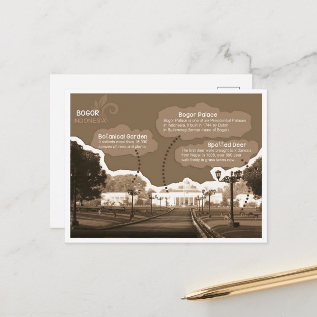 Postcard Bogor Palace Indonesien Postkarte (Vorderseite/Rückseite Beispiel)