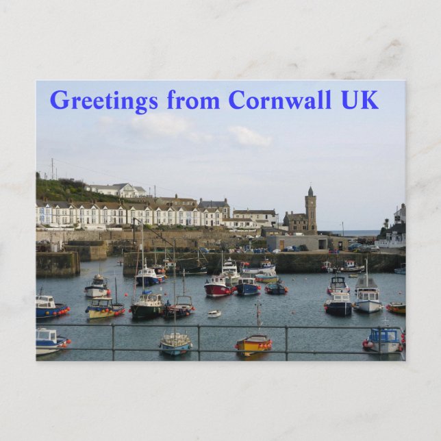 POSTCARD - Boote im Dorfhafen Cornwall Postkarte (Vorderseite)