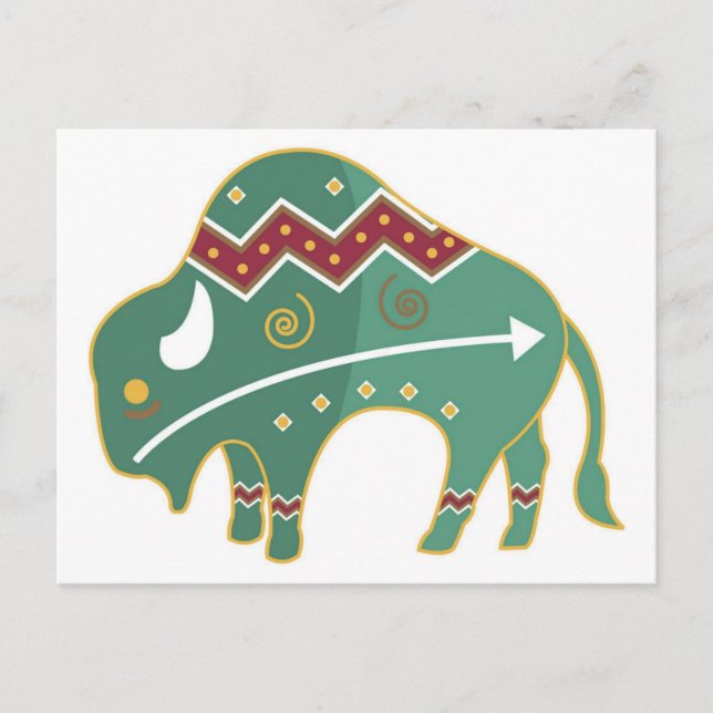 Postcard Buffalo Design Native American Postkarte (Vorderseite)