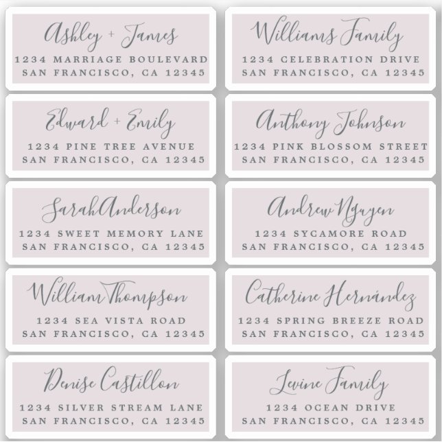 Postcard Calligraphy Wedding Guest Address Labels (Vorderseite)