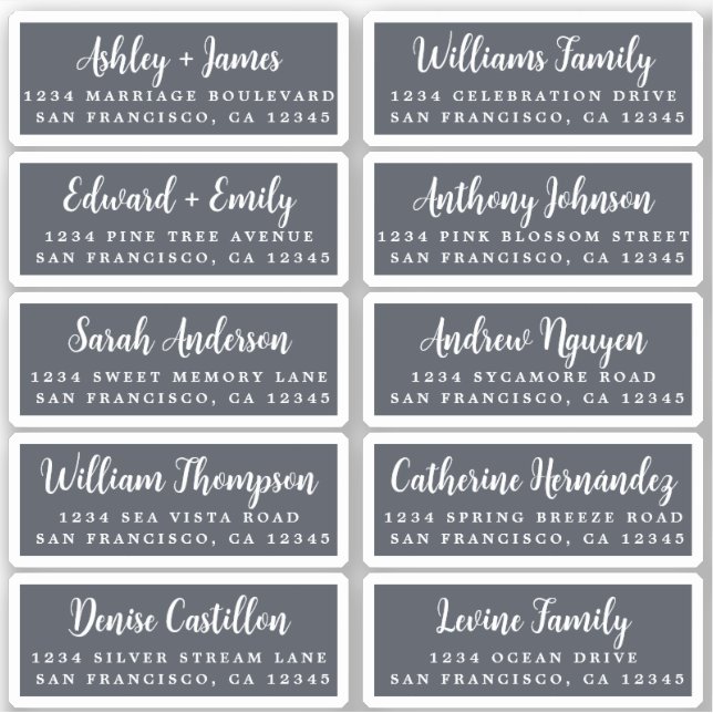Postcard Calligraphy Wedding Guest Address Labels (Vorderseite)