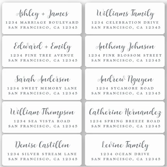Postcard Calligraphy Wedding Guest Address Labels (Vorderseite)