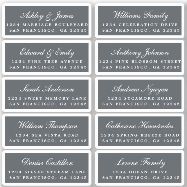 Postcard Calligraphy Wedding Guest Address Labels (Vorderseite)