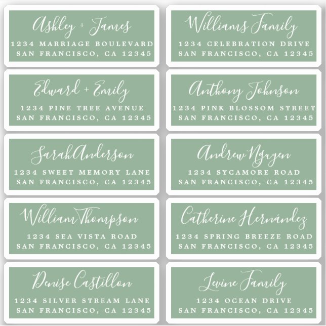 Postcard Calligraphy Wedding Guest Address Labels (Vorderseite)