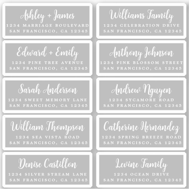 Postcard Calligraphy Wedding Guest Address Labels (Vorderseite)